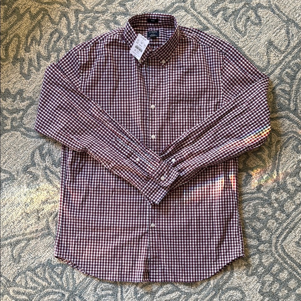 J. Crew Red and White Casual Button Down Shirt